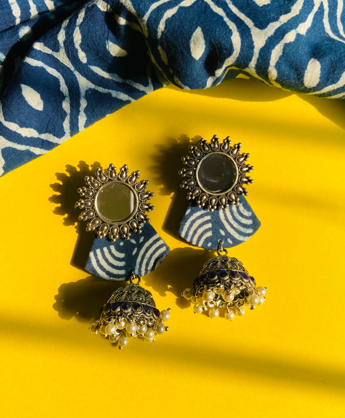 Indigo Mirror Jhumka