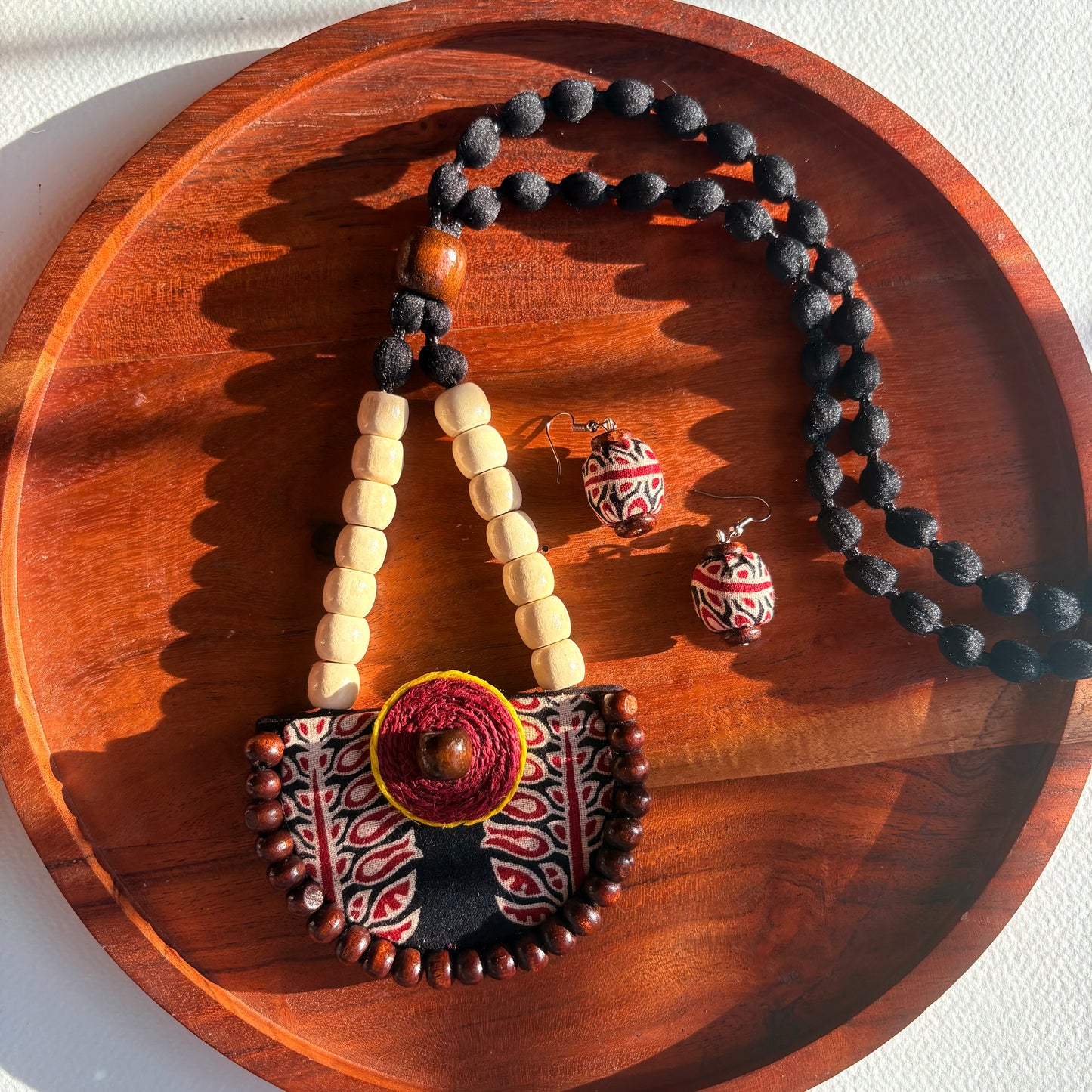 Zoya Necklace Set ( Black Ajrakh )